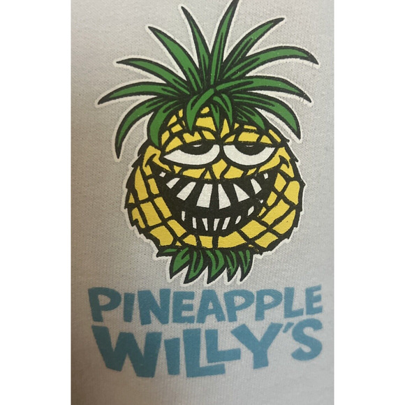 Pineapple Willy's White Hoodie Size Small Pull Over Front Pockets Sweat Shirt - Picture 2 of 8